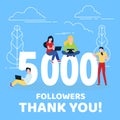 Thank you 5000 followers numbers postcard.